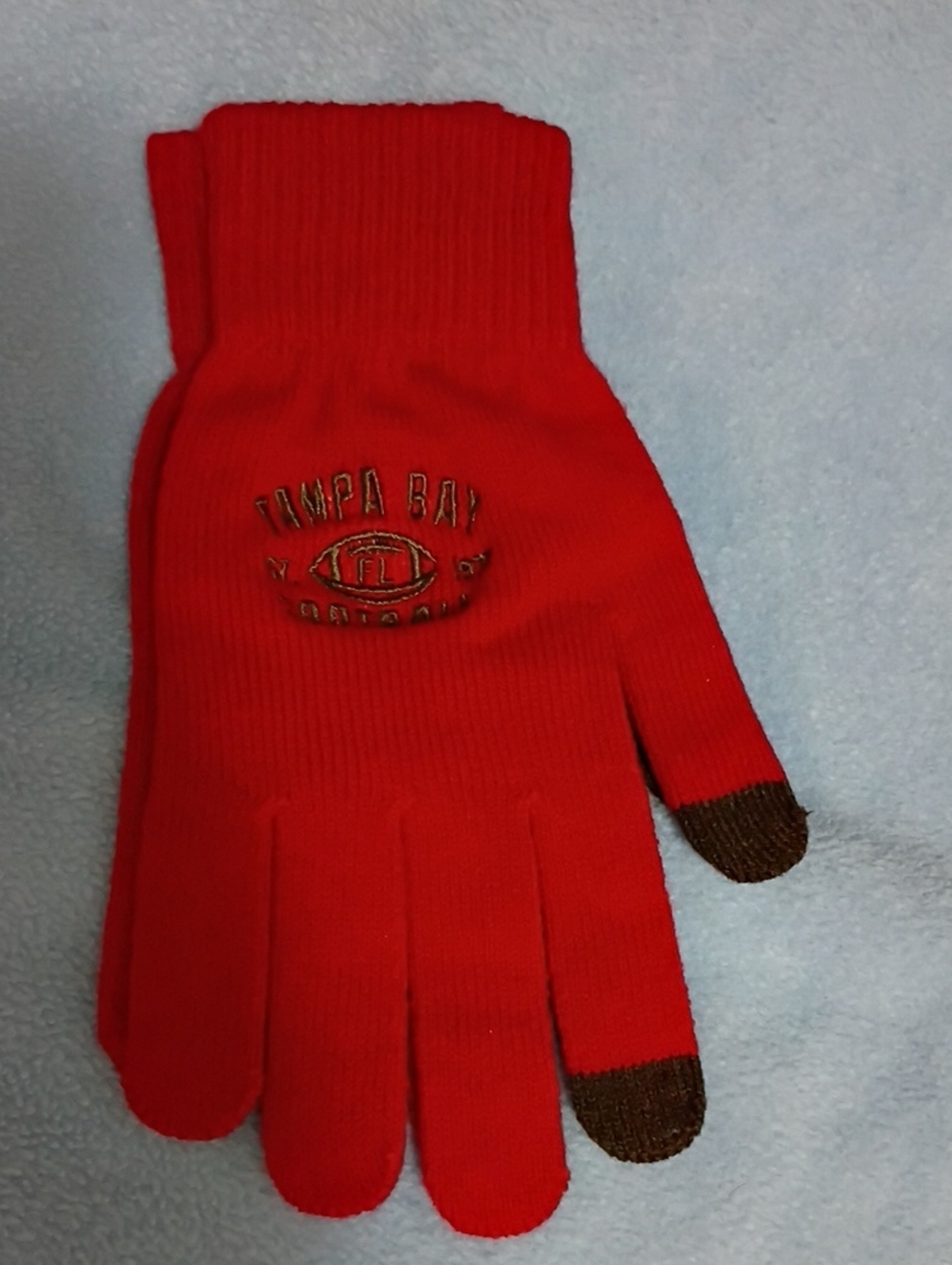 Tampa Bay Football Red Touchscreen Knit Gloves - Brown Tip